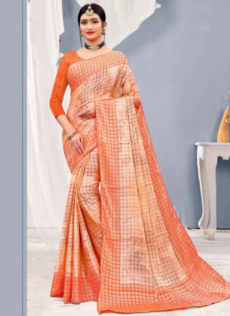 Orange Colour New Designer Festive Wear Brasso Designer Saree Collection 1008